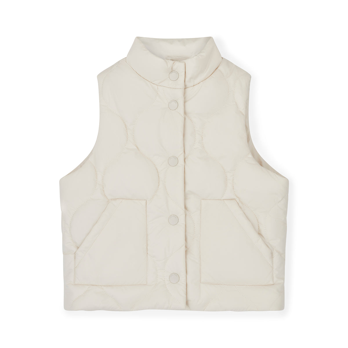 NELBEE Beige puffer vest on a white background