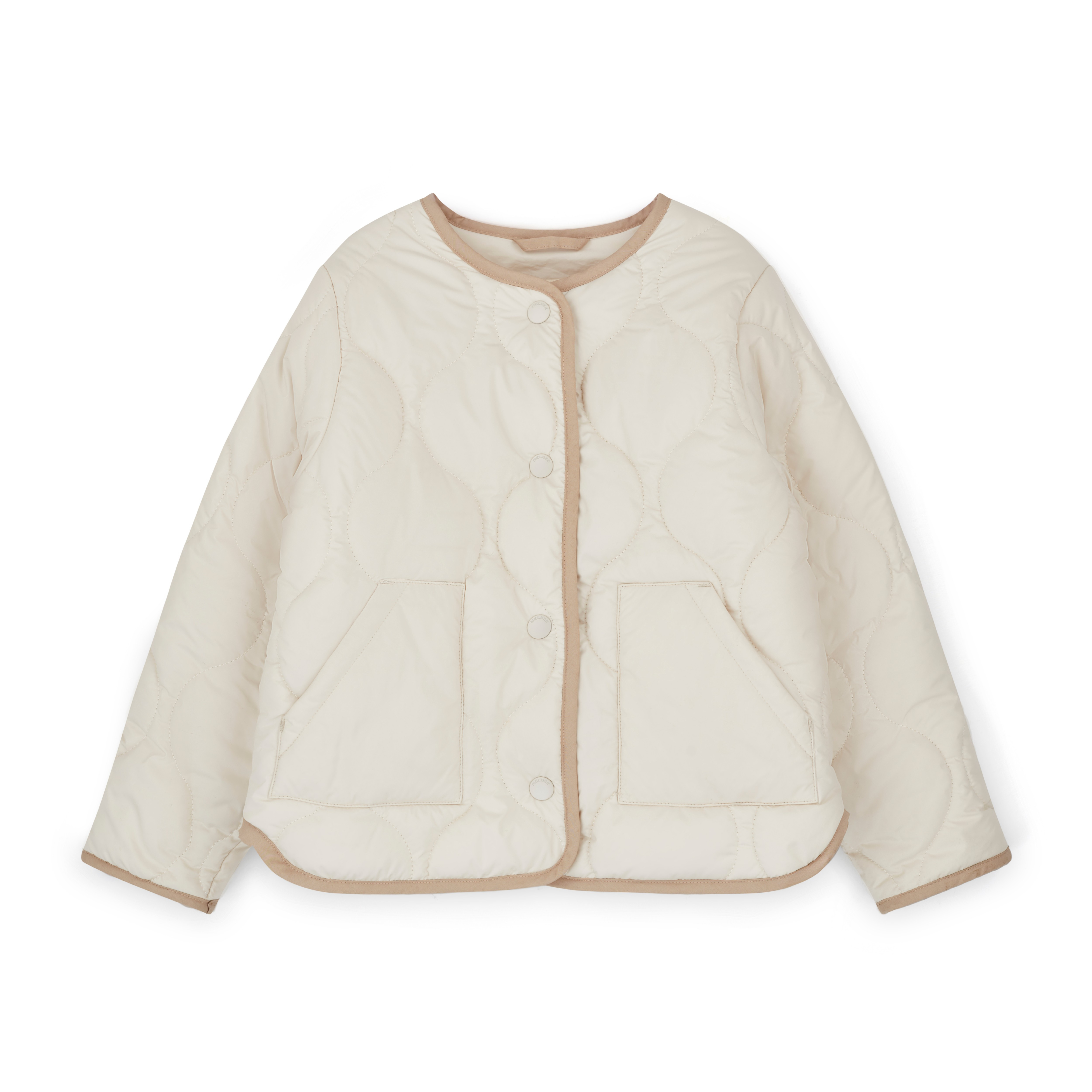 NELBEE Beige quilted jacket on a white background