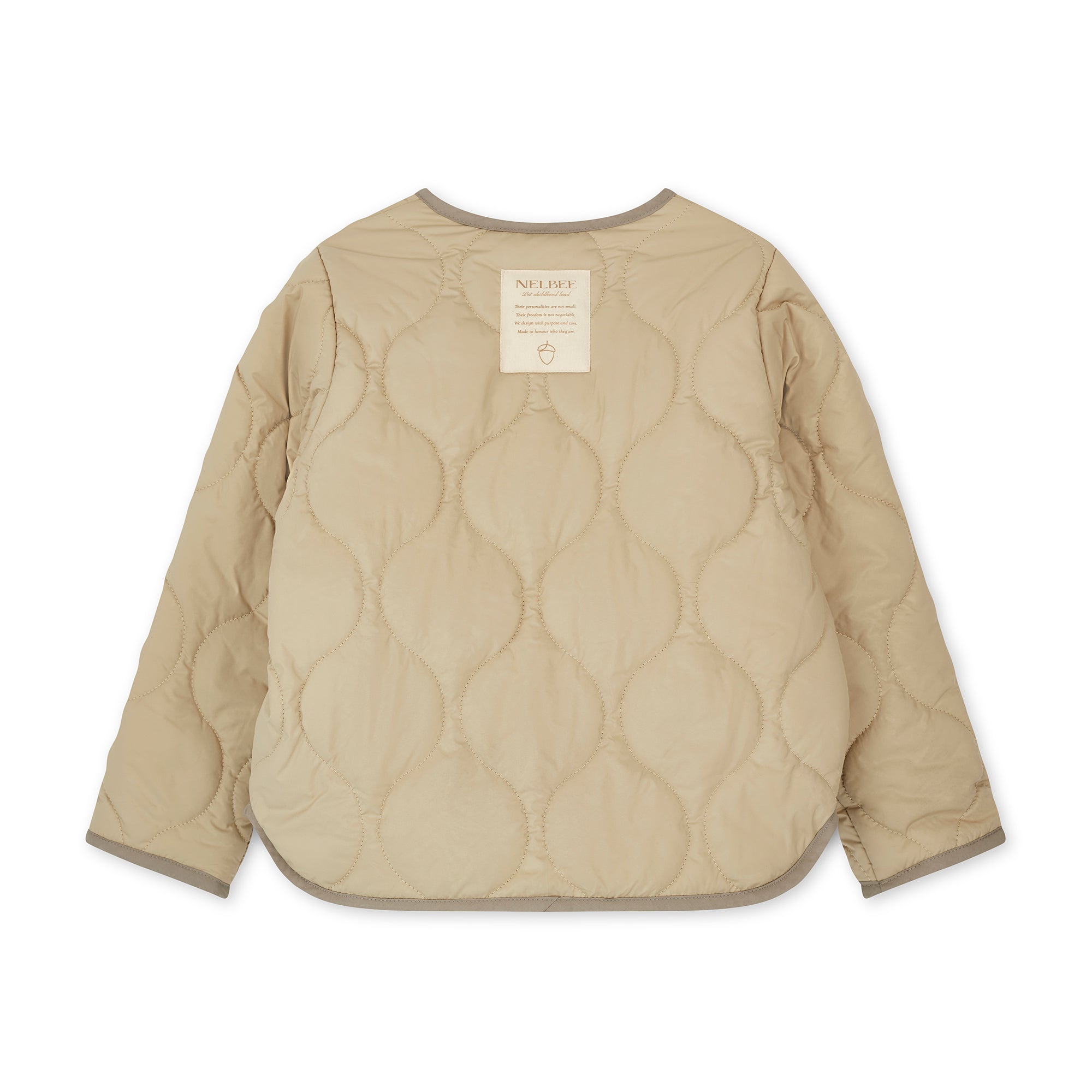 NELBEE Beige quilted jacket on a white background