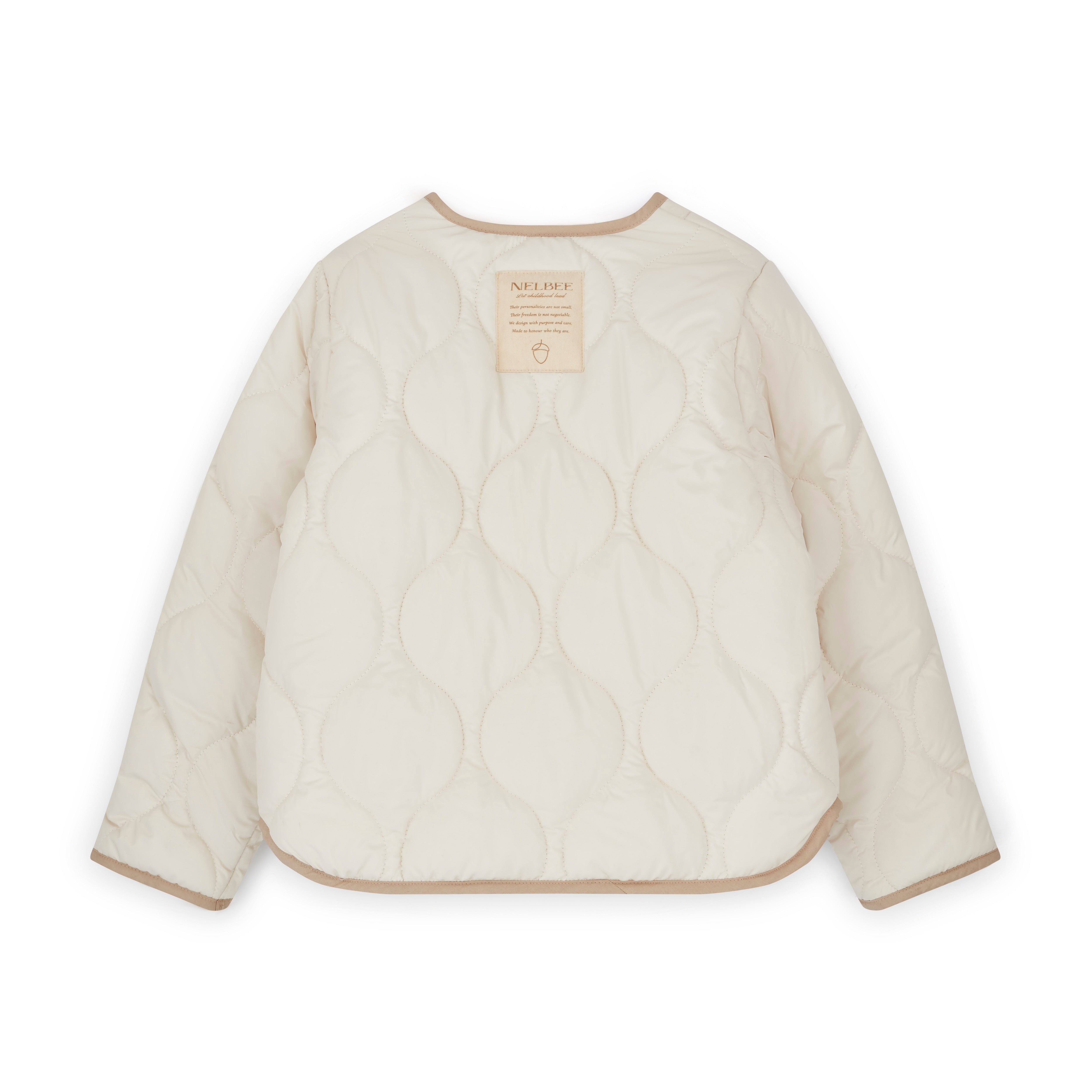 NELBEE Beige quilted jacket on a white background